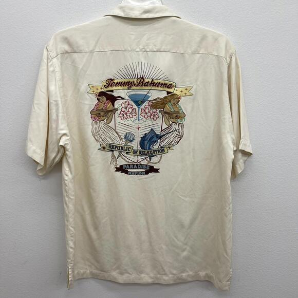 Tommy Bahama Other - Tommy Bahama Med SS Camp Shirt Paradise Nation Republic of Relaxation 100% Silk